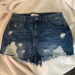 Kancan Jean shorts frayed hem